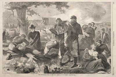 Kirurgen på arbejde bagtil under en forlovelse, 1862. af Winslow Homer