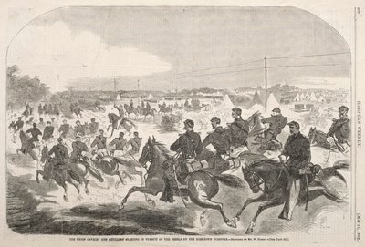 Unionens kavaleri og artilleri starter forfølgelsen af oprørerne op ad Yorktown Turnpike af Winslow Homer