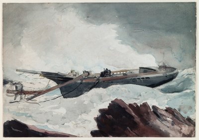The Wrecked Schooner, ca. 1900-10 (akvarel og kul på papir) af Winslow Homer