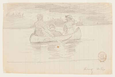 Tre mænd i en kano, Il Manigne, Quebec af Winslow Homer