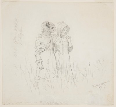 To piger på en mark af Winslow Homer