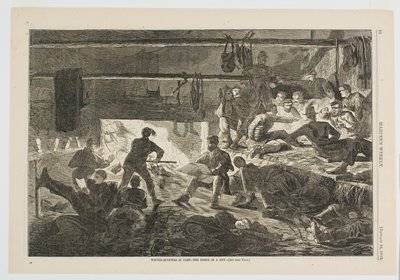 Vinterkvarter i lejren - indersiden af en hytte af Winslow Homer