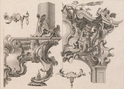 Forslag til udsmykning af nederste højre og øverste højre på en alterramme..., trykt ca. 1750-56. af Wolffgang Christoph Mayr