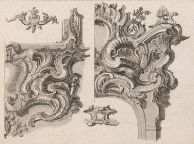 Forslag til udsmykning af nederste højre og øverste højre på en alterramme..., trykt ca. 1750-56. af Wolffgang Christoph Mayr
