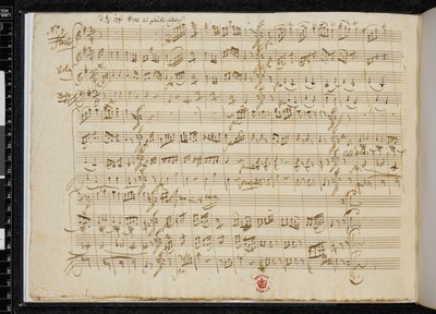 5 Kontretänze KV 609, autograf af nr. 5, Zweig MS 59, f.3v (pen  blæk på papir) af Wolfgang Amadeus Mozart
