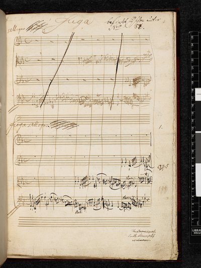 Adagio og fuga i c-mol, K. 546, Add. 28996 f.3r af Wolfgang Amadeus Mozart