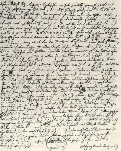 Autografbrev fra Mozart af Wolfgang Amadeus Mozart