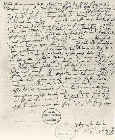 Håndskrevet brev fra Wolfgang Amadeus Mozart af Wolfgang Amadeus Mozart
