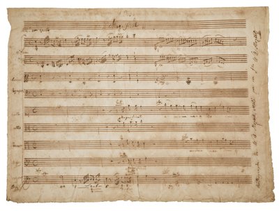 Magnificat, K. 321a. Manuskript, partitur for solister og kor, orgel og orkester, ca. 1779 af Wolfgang Amadeus Mozart
