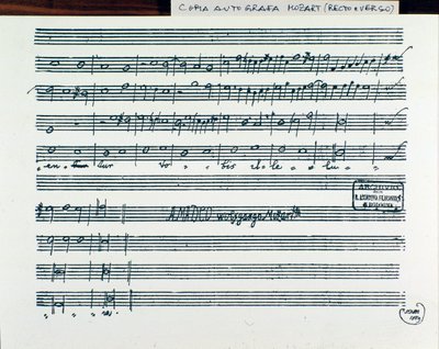 Nodeside til Querite primum regnum dei af Mozart for at opnå titlen på Accademia Filarmonico, korrigeret version af fader Martini (1770) af Wolfgang Amadeus Mozart