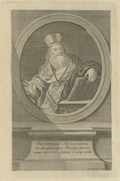 Portræt af digteren Theofan Prokopovich 1681-1736, ca 1760. af Wolfgang Christoph Mayr