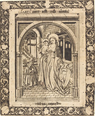 Madonnaen og barnet med abbeden Ludwig von Churchwalden af Wolfgang The Goldsmith after Master E.S.