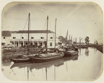 Groote Boom på havnekanalen i Batavia af Woodbury and Page