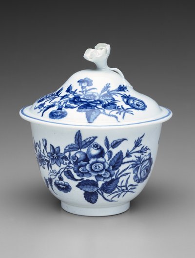 Overdækket sukkerskål, ca. 1760-1780 (blødt-pasta porcelæn) af Worcester Porcelain Manufactory