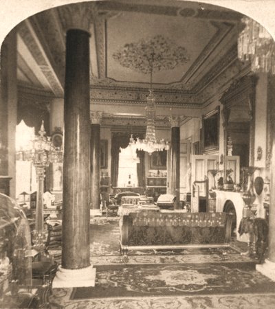 The Drawing Room, Queen Victorias Marine Residence, Osborne House, I.O.W, 1900. af Works and Sun Sculpture Studios