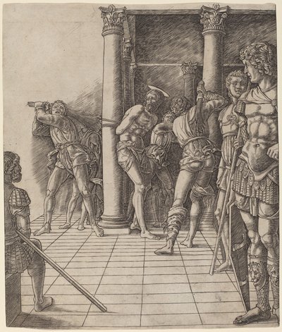 Kristi flagellering med fortovet af Workshop of Andrea Mantegna