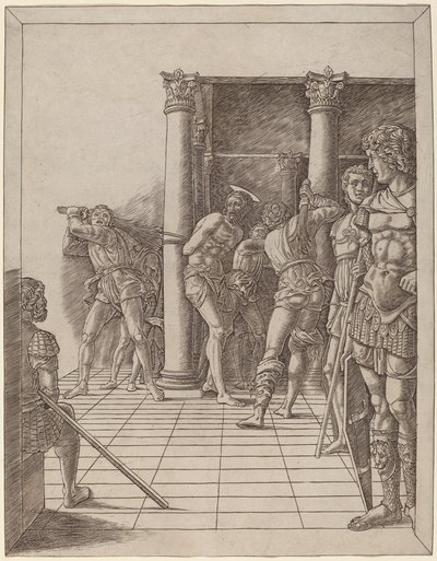 Kristi flagellering med fortovet af Workshop of Andrea Mantegna