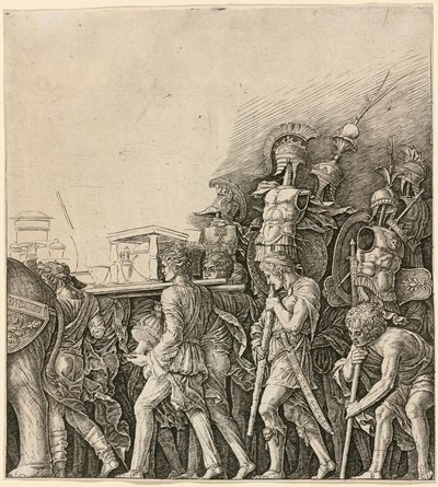 Cæsars triumf: soldater, der bærer trofæer af Workshop of Andrea Mantegna