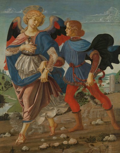 Tobias og englen af Workshop of Andrea del Verrocchio
