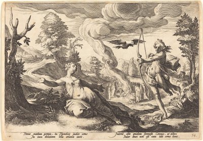 Apollo Killing Crown af Workshop of Hendrick Goltzius, after Hendrick Goltzius