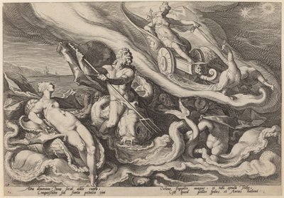 Juno klager til Oceanus og Tethys over Callisto af Workshop of Hendrick Goltzius, after Hendrick Goltzius