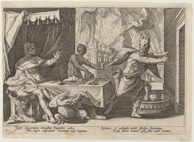 Lycaon forvandlet til en ulv af Workshop of Hendrick Goltzius, after Hendrick Goltzius