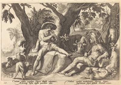 Mercury sætter Argus i søvn af Workshop of Hendrick Goltzius, after Hendrick Goltzius