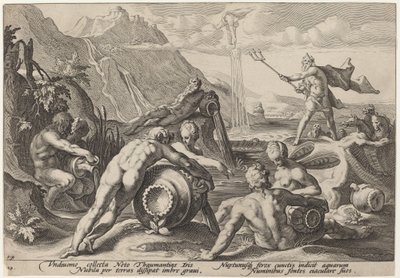 Neptun planlægger menneskets ødelæggelse af Workshop of Hendrick Goltzius, after Hendrick Goltzius