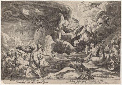 Phaetons fald af Workshop of Hendrick Goltzius, after Hendrick Goltzius