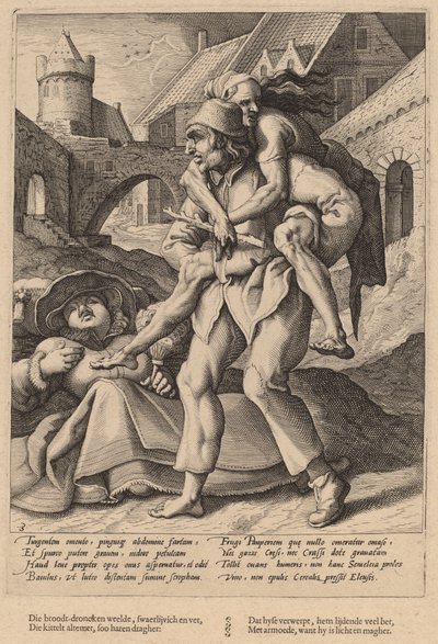 Fattigdom er lettere at bære end luksus af Workshop of Hendrick Goltzius, after Karel van Mander I