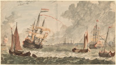 Floden IJ ved Amsterdam af Workshop of Johann Teyler after Jan van Call