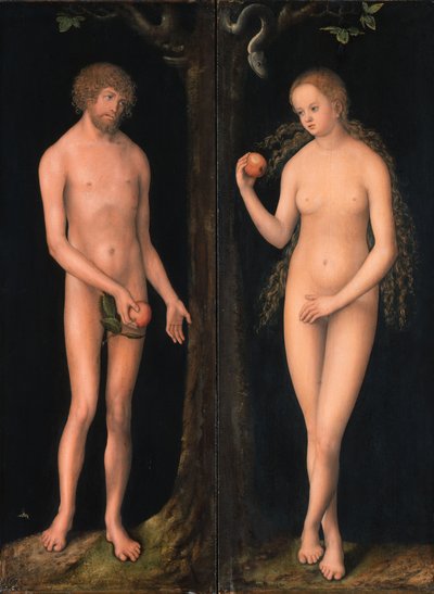 Tysk: Adam und Eva Adam og Eva af workshop of Lucas Cranach the Elder