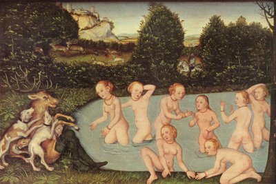 Tysk: Diana und Aktäon Diana og Actaeon af workshop of Lucas Cranach the Elder