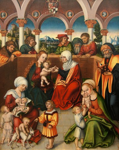 Tysk: Heilige Sippe Det hellige slægtskab af workshop of Lucas Cranach the Elder