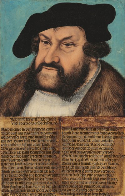 Tysk: Johann der Beständige, Kurfürst von Sachsen (1486-1532) Johann den standhaftige. Kurfyrste af Sachsen (1486-1532) af workshop of Lucas Cranach the Elder
