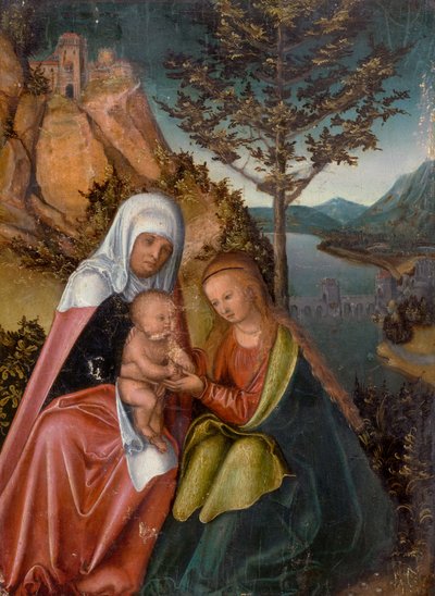 Jomfruen og barnet med Sankt Anna af workshop of Lucas Cranach the Elder