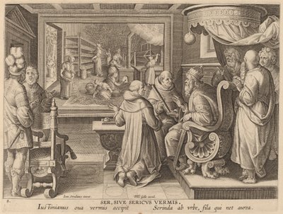 Ser, Sive Sericus Vermis (silke eller silkeorm) af Workshop of Philip Galle after Jan van der Straet