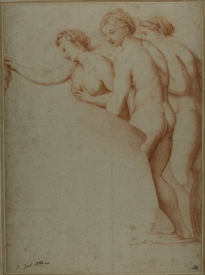 Tre nøgne kvinder af Workshop of Raphael