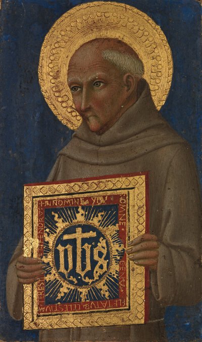 Saint Bernardino, ca. 1460-70. af Workshop of Sano di Pietro