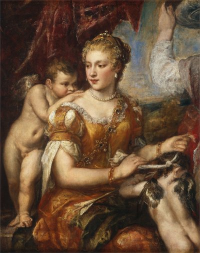 Venus Amor med bind for øjnene af Workshop or Follower of Titian