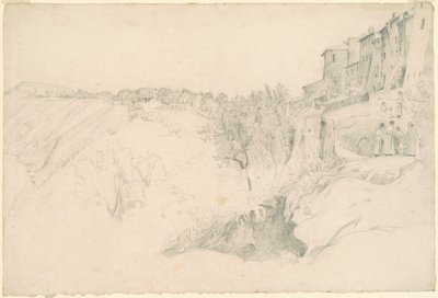 Bakkeskråning med Huse og Figurer af Worthington Whittredge