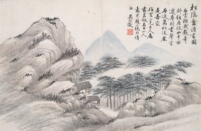 Læsning i Afsondret Pine Studio (Song yin an) af Wu Dacheng