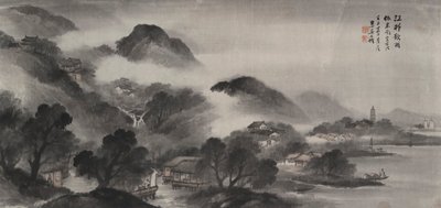 En landsby ved floden før regn af Wu Shixian