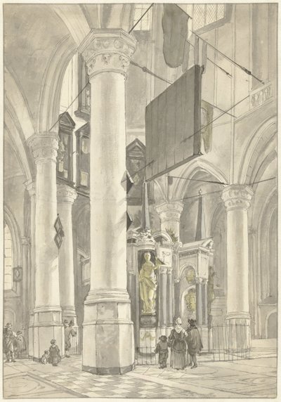 Udsigt i Nieuwe Kerk i Delft med gravmonumentet for William af Orange af Wybrand Hendriks