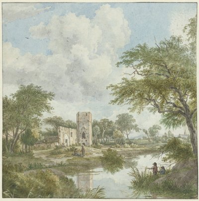 Landskab med borgruiner af Wybrand Hendriks