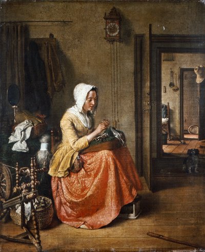 The Lace Maker, ca. 1831 (olie på lærred) af Wybrand Hendriks