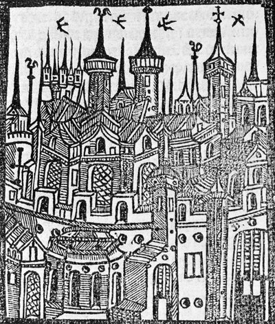 Træsnit fra The Chronicle of Englonde, 1497 af Wynkyn de Worde