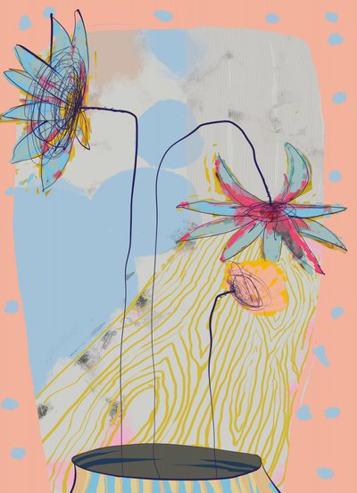 Abstrakte pastelfarvede blomster af XHOZUCAN