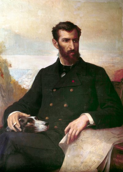 Portræt af Pierre Savorgnan de Brazza (olie på lærred af Xavier Alphonse Monchablon