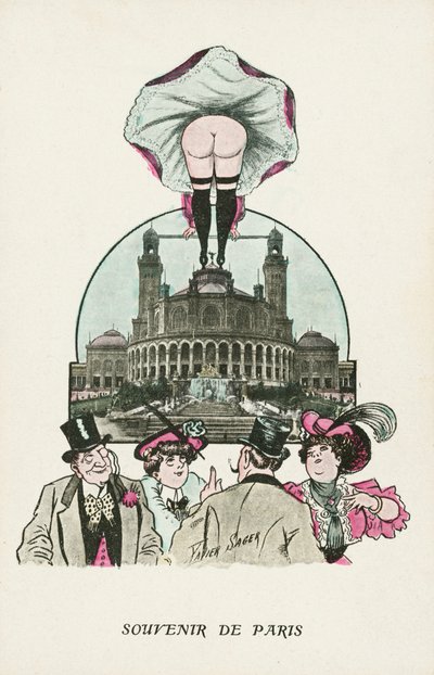 Souvenir fra Paris (farve litho) af Xavier Sager